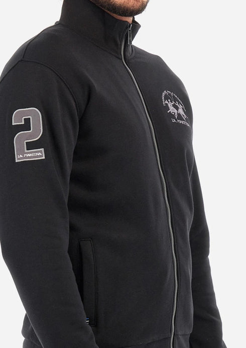 La Martina Felpa zip Felpa Uomo con logo zip classico Nero A23-LA MARTINAWMF301FP557-09999-M - Francavilla Moda